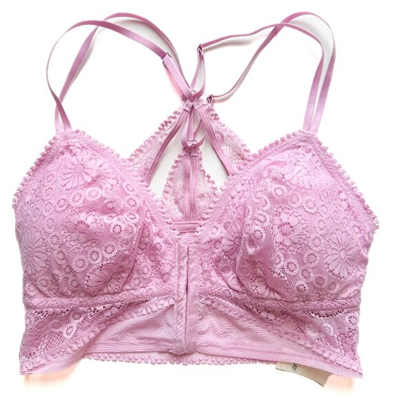 NWT Aerie Joy Lace Padded Longline Bralette Violet Willow Size XL NEW - Picture 2 of 12